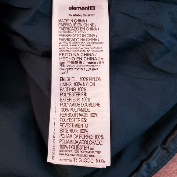 Element Wolfeboro Track Ultralight Puffer Jacket Winter Waterproof Coat Green XL - Picture 13 of 16